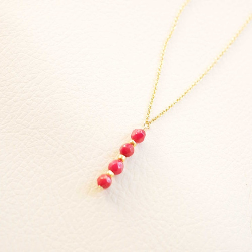 美品　K14 刻印　天然　血赤珊瑚 4連 ネックレス サンゴ コーラル 美品 K14 刻印 天然 血赤珊瑚 4連 ネックレス サンゴ コーラル