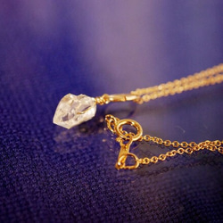 【14KGF】ハーキマーダイヤモンドの一粒ネックレス 2枚目の画像