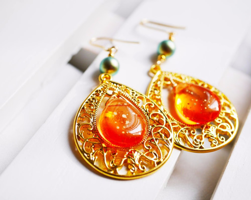 BAEBAE★グリーン・オレンジ系 イヤリング・ピアス BAEBAE☆グリーン・オレンジ系 イヤリング・ピアス (baebae