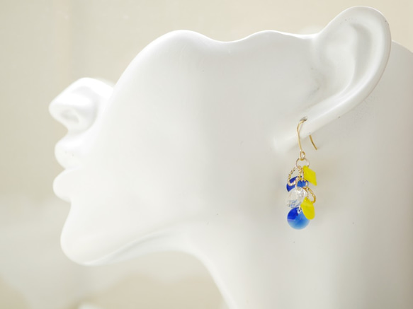 藍色 &amp; 黃色 Paki Swarovski ♥︎ Yurari 耳環 第3張的照片