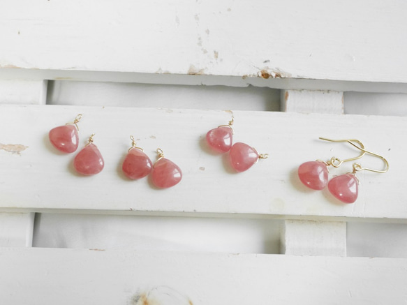 櫻桃色印加玫瑰栗色耳環 第3張的照片