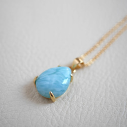 【14kgf鏈條】Large larimar drop necklace A~F 第1張的照片