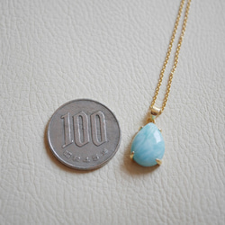 【14kgf鏈條】Large larimar drop necklace A~F 第2張的照片