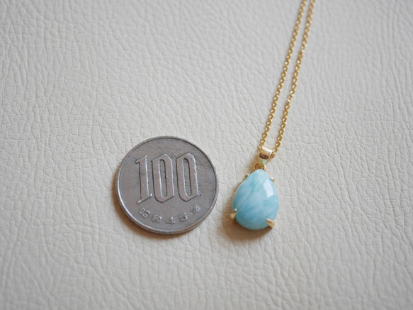 【14kgf鏈條】Large larimar drop necklace A~F 第2張的照片