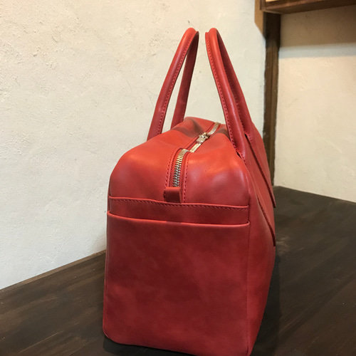 本革☆ミニ ボストンバック レッド赤 ボストンバッグ atelier 本革☆ミニ ボストンバック レッド赤 ボストンバッグ atelier