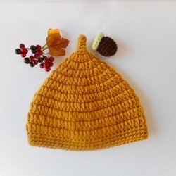 メリノウール100％どんぐり帽子　ベビー子供用　秋冬ニット 5枚目の画像