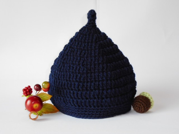 メリノウール100％どんぐり帽子 ベビー、子供用 秋冬ニット 帽子  