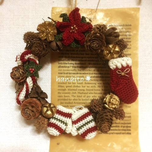 かぎ針編みオーナメントのクリスマスリース リース hanaito 通販