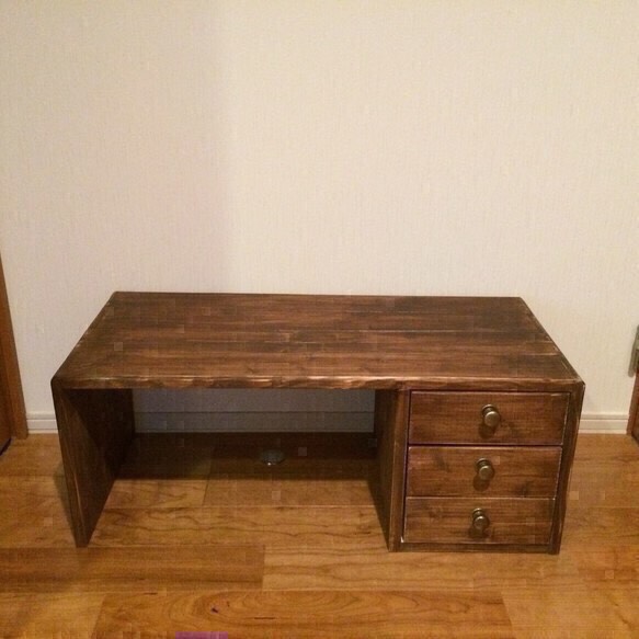 アンティーク 木製片袖机 引き出し付き ヴィンテージ 昭和レトロ 木製