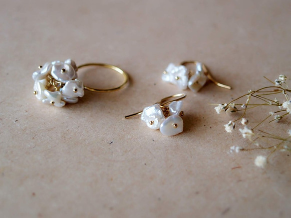 淡水パール 小花ブーケリング 指輪 flower Pearl bouquet ring 14kgf 5枚目の画像
