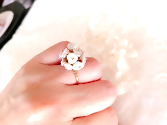 淡水パール 小花ブーケリング 指輪 flower Pearl bouquet ring 14kgf 3枚目の画像