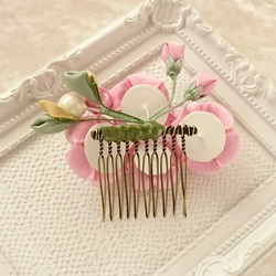 桜のつまみ細工の髪飾り(正絹) 2枚目の画像