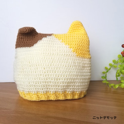 三毛猫色のネコ耳ベビー帽子 1枚目の画像