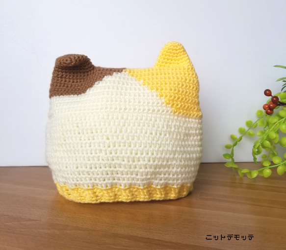 三毛猫色のネコ耳ベビー帽子 1枚目の画像