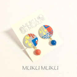 Art Circle + Beads（Orange & Blue）イヤリング（ピアス）Creema限定 1枚目の画像