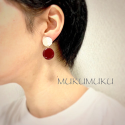 Autumn WineRed 軽くて大人色イヤリング（ピアス）Creema限定 2枚目の画像