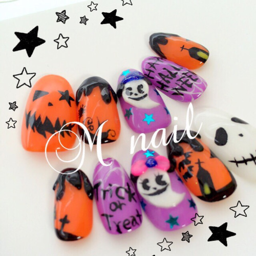 ネイルチップ つけ爪 ハロウィンネイル 80c8945528d3ecb8bfb5a487a9a2d6