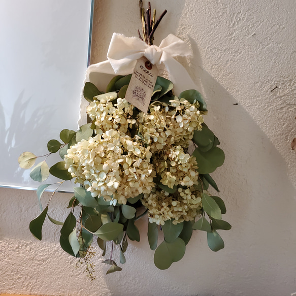 ユーカリとアナベル紫陽花のスワッグ B スワッグ GREEN ROSE 通販 