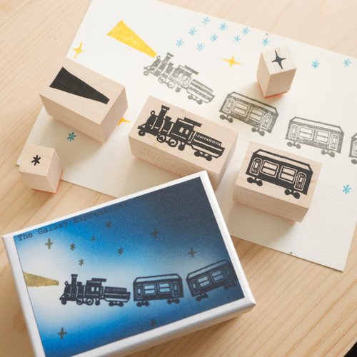 繋げて楽しい！】銀河鉄道の夜☆箱入りスタンプ5点セット はんこ