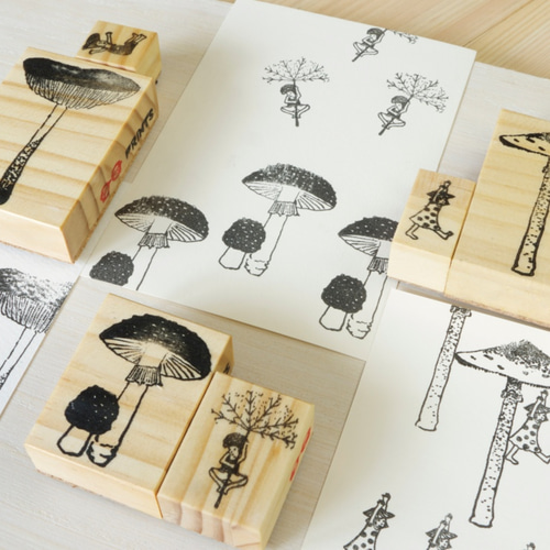 キノコと小人のセットvol.1 はんこ・スタンプ ありさ & あか