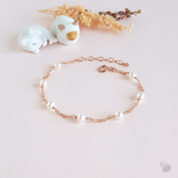 貓のShop • 淡水珍珠 x 14KGF玫瑰金迷你雙層手鍊 第3張的照片