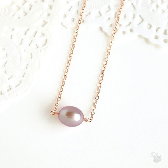 貓のShop • 深紫色淡水珍珠 x 14KGF玫瑰金項鍊 第2張的照片