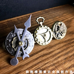 三つの円型時計パーツのバレッタ/スチームパンクno.180/2009 2枚目の画像