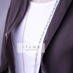 【ifumé】金属アレルギー対応 バイカラーのロングネックレス サージカルステンレス 4枚目の画像