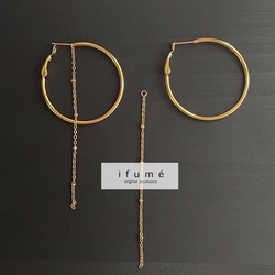 [ifumé] 外科不銹鋼 2way 環形耳環，金屬過敏相容 第1張的照片