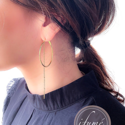 [ifumé] 外科不銹鋼 2way 環形耳環，金屬過敏相容 第8張的照片