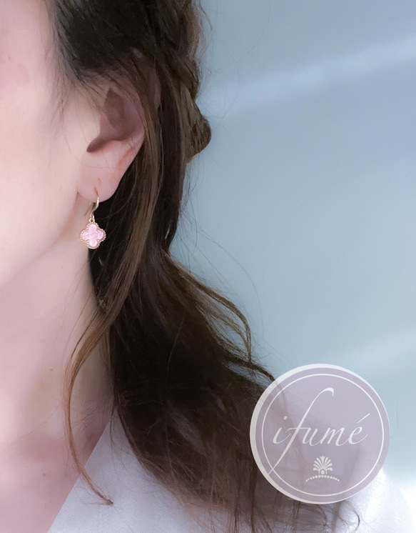 粉色皇后海螺殼耳環和耳環，適合金屬過敏 第2張的照片