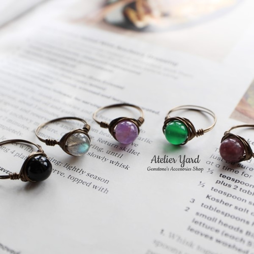 天然石ワイヤーリング*セミオーダー 天然石ワイヤーリング*セミオーダー 再再販♡選べる3色♪ ワイヤー