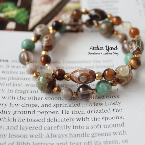 no.299「福、財、長寿の力・精神安定」三眼天珠とルチルクォーツ