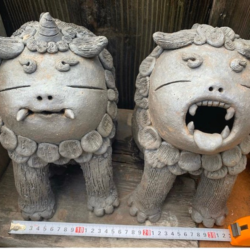 沖縄の彫刻シーサー　ブロンズ 狛犬スタイル 沖縄の彫刻シーサー ブロンズ 狛犬スタイル 沖縄シーサー図