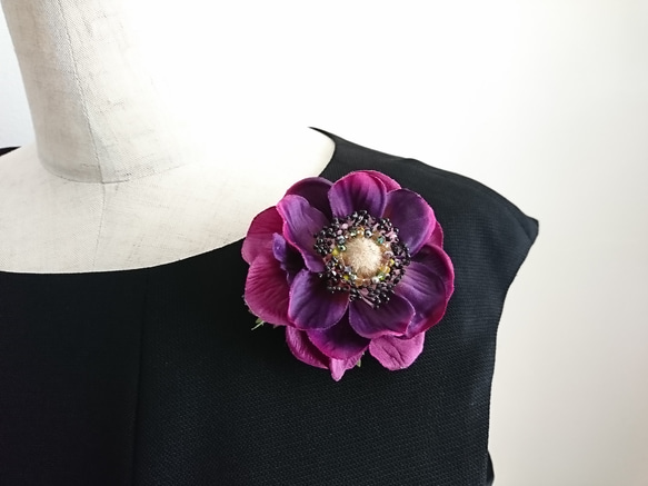 コサージュ ［ anemone corsage & headdress ( パープル ) ］ 6枚目の画像