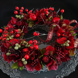 リース［ red petal & berry wreath ］ 2枚目の画像