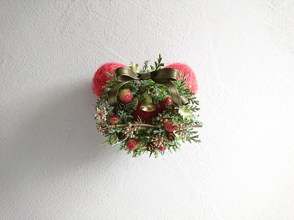 リース［ heart de christmas wreath ( cherry pink ) ］ 5枚目の画像