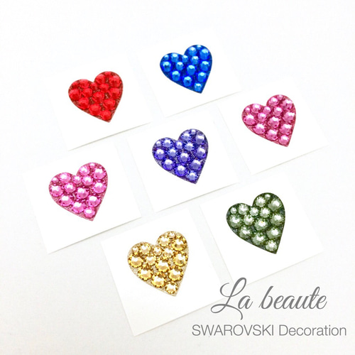 スワロフスキー使用 デコシール ハート デコパーツ キラキラ スマホ