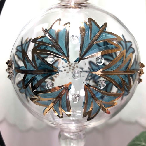 エジプト ガラスオーナメント 切子ゴールド ボール型 工芸品 手吹き