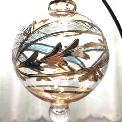 エジプト　ガラスオーナメント5　切子ゴールド　ボール型　工芸品　手吹きガラス　クリスマス　サンキャチャー　ハンガー付　 5枚目の画像