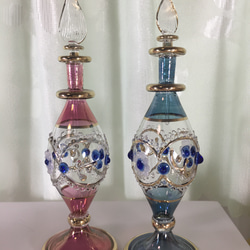 エジプト ガラスオーナメント 切子ゴールド ボール型 工芸品 手吹き