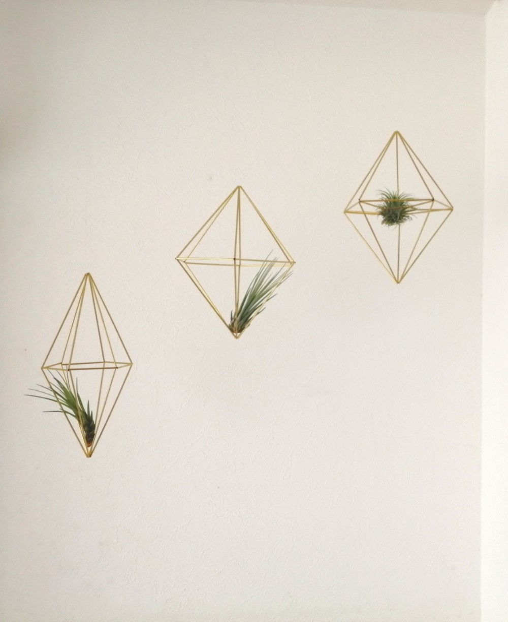 カフェ風インテリア　真鍮製モビール（エアプランツホルダー）3個セット