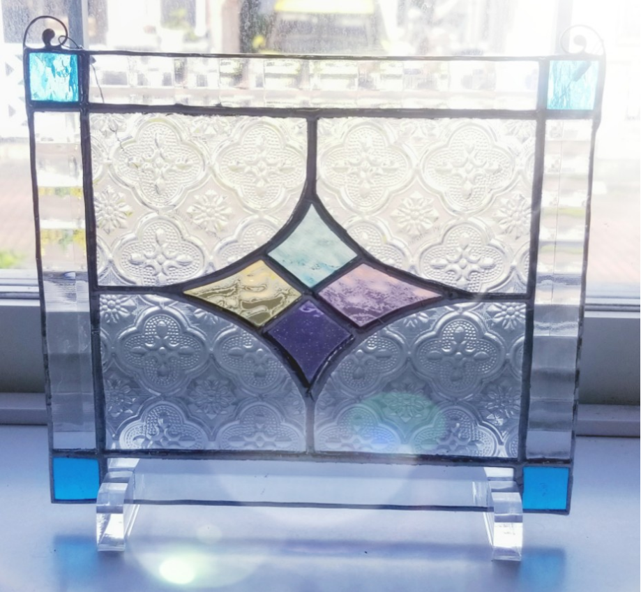 ステンドグラス　アンティーク調　パネル(スタンド付)