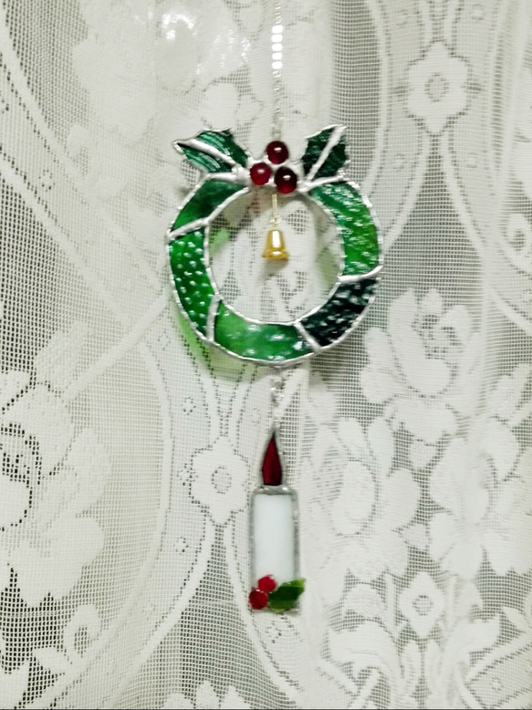 ステンドグラス製 天使がかわいい クリスマスリース クリスマスリース