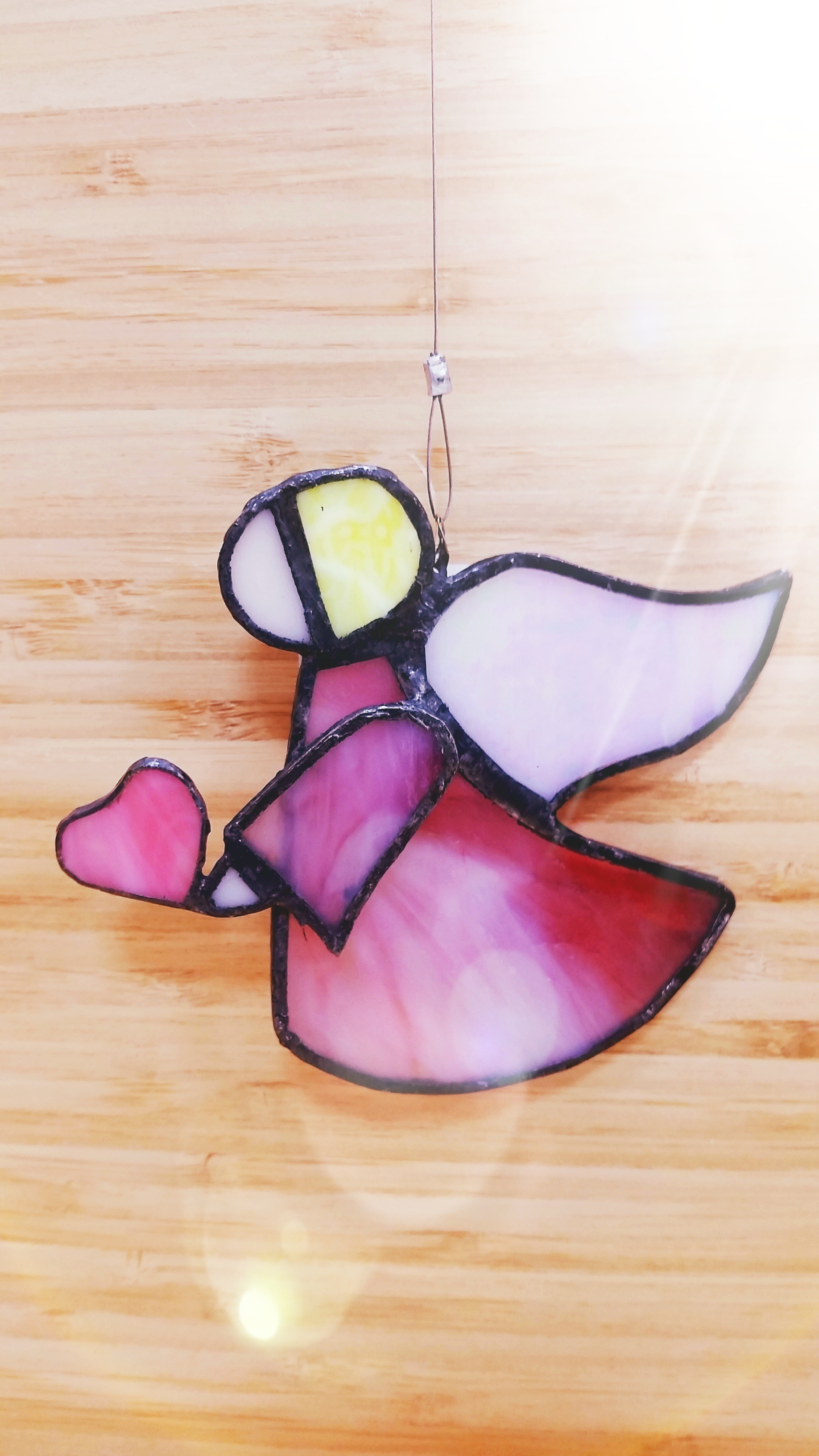 幸運を呼ぶ！　ステンドグラス製　よつばのクローバーのパネル 幸運を呼ぶ！ ステンドグラス製 よつばのクローバーのパネル