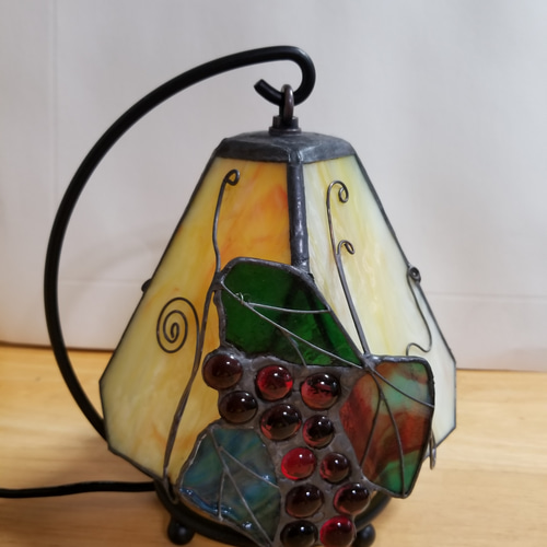 ステンドグラス製 アンティーク調 ぶどう柄ルームランプ(イエロー