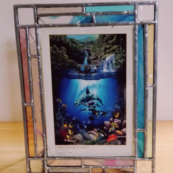 ステンドグラス製　いろいろガラスの　フォトフレーム(縦横両用) 2枚目の画像
