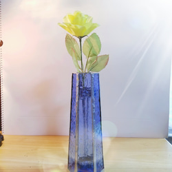 アンティーク ビンテージ 虹色 花瓶 パイレックス フラワーベース 希少 美品 花瓶 PINO ガラスベース ストレート イエロー クリア アクシス