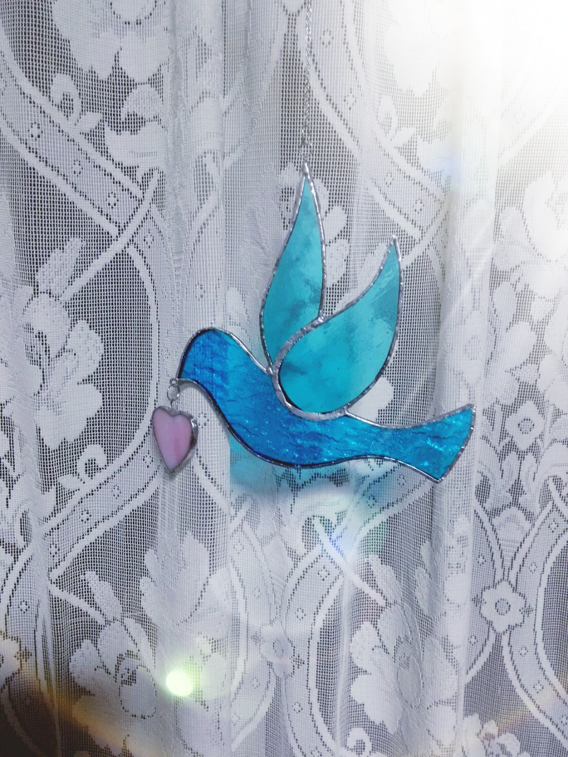 ちいさ樣専用　幸運を呼ぶ平和のシンボル　ステンドグラス製　青い鳥のサンキャッチャー(2種)