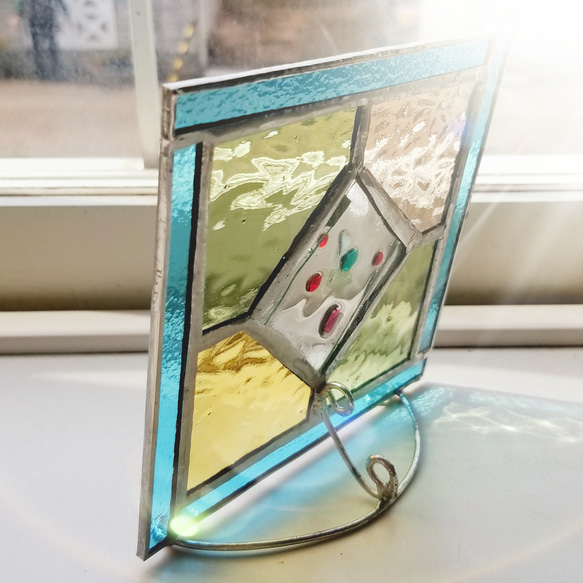 ステンドグラス　アンティーク調　サンキャッチャーパネル 4枚目の画像